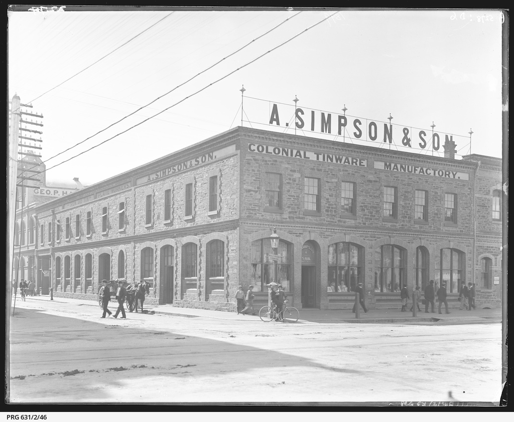 Figure 2: A. Simpson & Son premises, Adelaide. Source: SLSA PRG 631/2/46.
